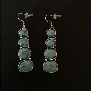 Turquoise and Silver Dangle Earrings